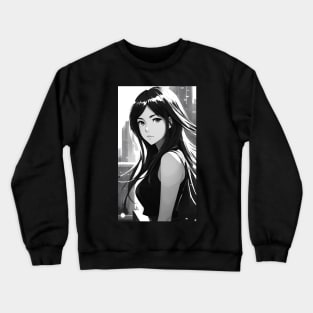 Enchanting Anime Portrait of a Beautiful Woman Crewneck Sweatshirt